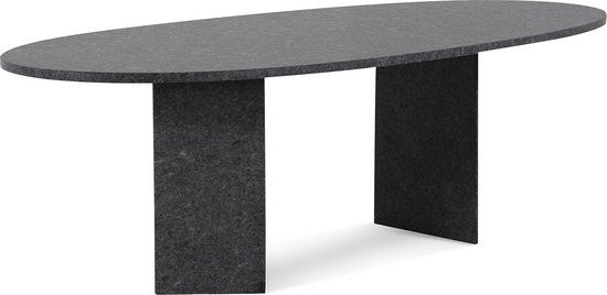 Garden Collections Graniet dining tuintafel ovaal 240 x 120 cm - Antraciet/Grijs