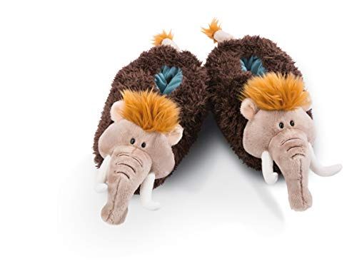 NICI Mammut 45322 pantoffels van pluche, Stone Age Friends, bruin