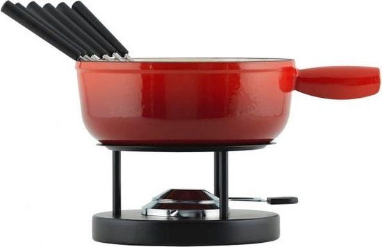 Kuhn Rikon Kaasfondue Set - Gietijzer - 6 Persoons - Rood/Zwart