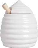 Esschert Design Honingpot incl lepel - wit - keramiek/hout - 400 ml