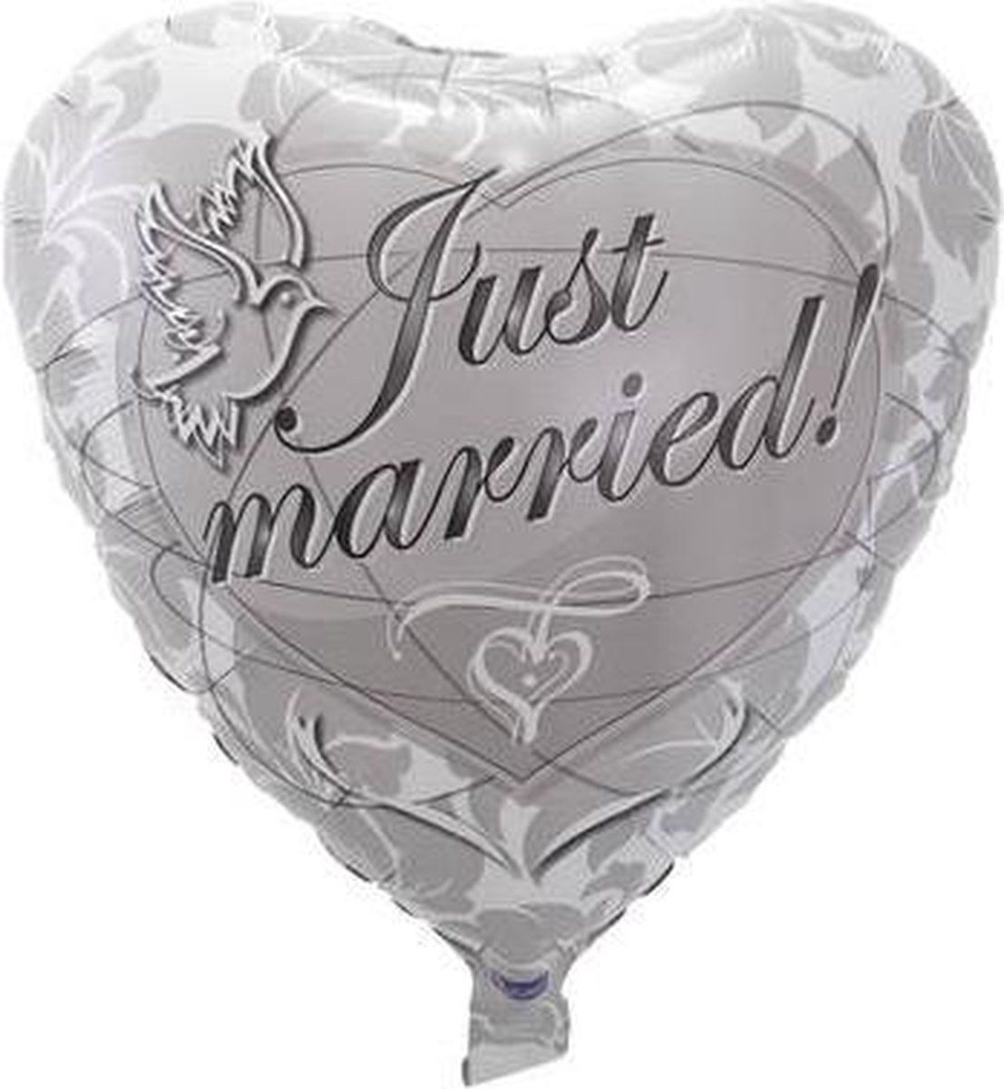 Folat 17P Just Married - Wit/Zilver - 45cm
