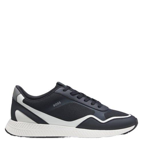 BOSS imitatieleren sneakers - donkerblauw