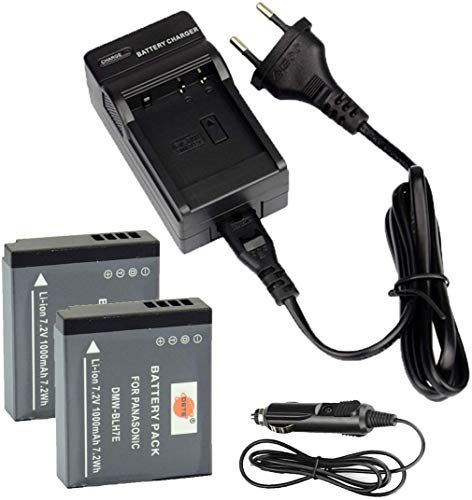 DSTE DSTE® (2 stuks) Vervangende accu en DC120E reislader, compatibel met Panasonic DMW-BLH7 Lumix DMC-GM1 DMC-GM1K DMC-GM1KD DMC-GF7K DMC-LX10 DMC-LX15 digitale camera als DMW-BLH7PP DMW-BLH7E