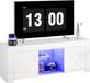 Homcom meuble TV aggloméré, verre 120L x 34l x 45H cm Blanc