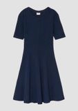 s.Oliver Robe bleu marine à manches longues et col rond en tissu côtelé