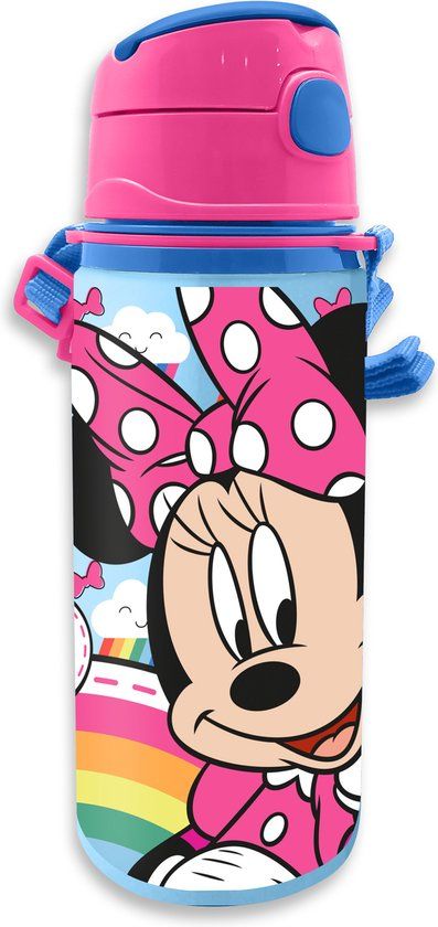 Disney Minnie Mouse drinkfles/drinkbeker/bidon met drinktuitje - roze - aluminium - 600 ml