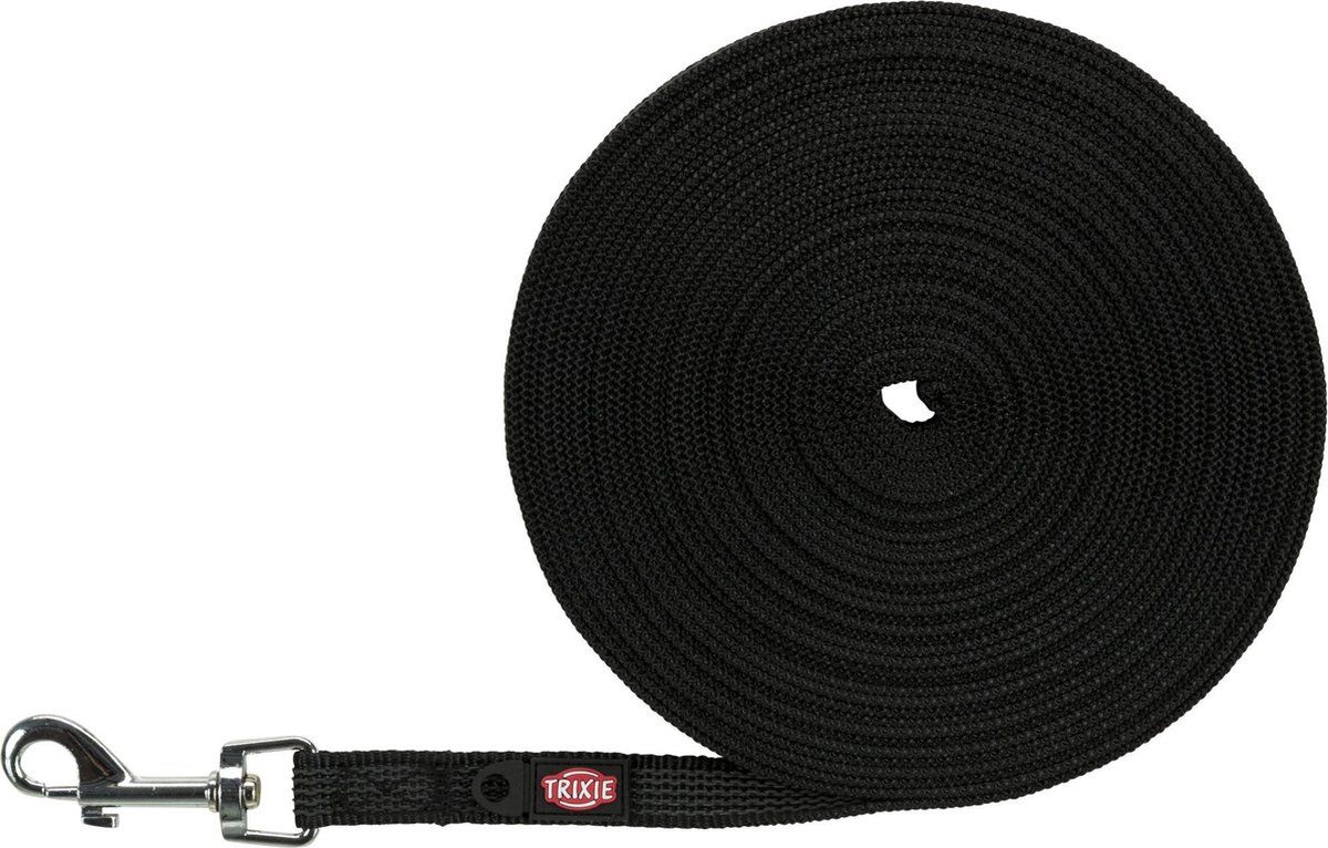 TRIXIE riem sleeplijn voor hond met rubber bekleed zwart 10 m