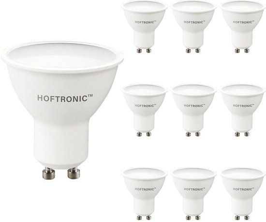 HOFTRONIC 10x GU10 LED Spots - 4,5 Watt 400lm - 2700K Warm wit licht