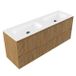 Saniclass Holz Atelier Badkamermeubelset - 160x45x61.5cm - Flow solid surface wastafel wit - 2 wasbakken - 2 kraangaten - 4 lades - mat eiken natural (hout) SW1420813/SW1441151