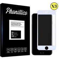 Phonillico® Gehard glas voor iPhone SE 2020 / iPhone SE 2022 [Pack 3] Volledig transparante film Witte rand glazen schermbeschermer