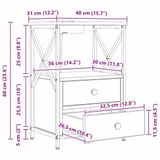 vidaXL Nachtkastje Zwart Eiken 60 cm
