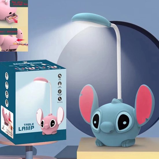 Bureaulamp Disney Lilo & Stitch LED-bureaulamp met puntenslijper Opvouwbare lamp Leuke bureaulamp USB oplaadbaar Stitc Blauw