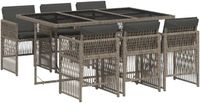 vidaXL 7-delige tuinset met kussens, polyrattan, grijs