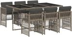 vidaXL Ensemble de jardin 7 pièces avec coussins, polyrotin, gris