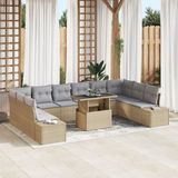 vidaXL Tuinbank - Set - 11 - st - Beige - poly - rattan