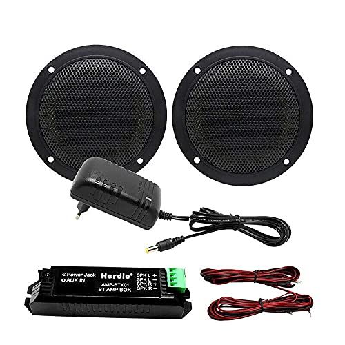 Herdio 4 inch 320W plafondluidsprekers, 2-weg inbouwplafondluidsprekers voor badkamer keuken home cinema, overdekte veranda's, compatibel met Bluetooth, wit (4 luidsprekers