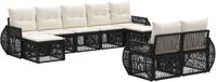 vidaXL Banc de jardin - Ensemble - 9 places assises - Noir et crème - Polyrattan