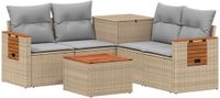 vidaXL Bankstel 2 zitplaatsen Beige en Lichtgrijs Polyrattan en Staal
