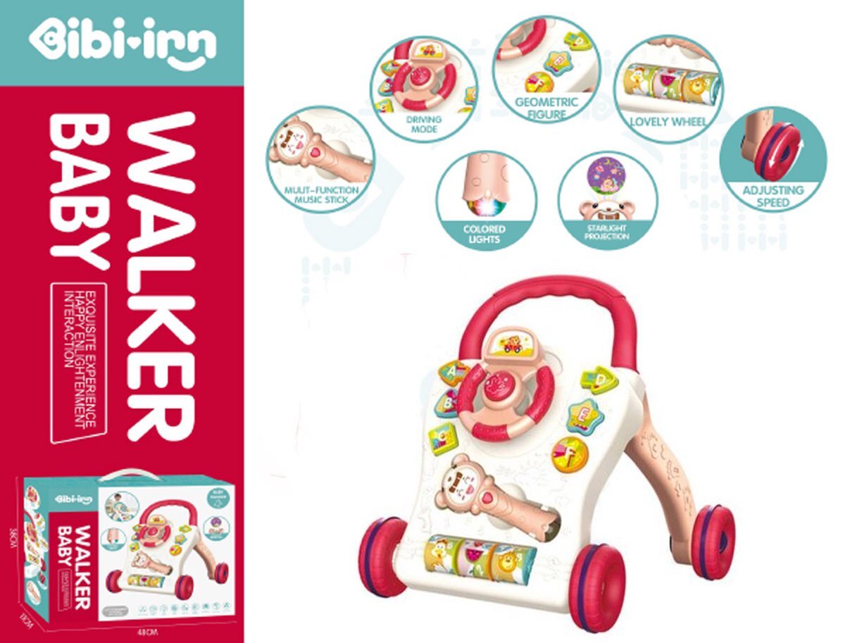 BabyWalker Baby Walker - Educatief Babyspeelgoed - met muziek en lichtjes - loopspeelgoed voor baby - rood