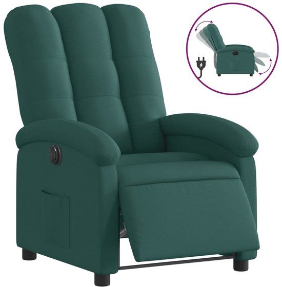 vidaXL Fauteuil verstelbaar elektrisch stof donkergroen