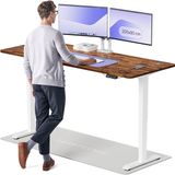 Desktronic HomePro Zit-sta Bureau Elektrisch In Hoogte Verstelbaar, 200x80 cm Massief Notenhout/Wit, Stille Dubbele Motor, Hoogte 62-126cm