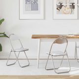 vidaXL Inklapbare stoel 2 st Kunstleer Wit en Grijs 48 x 43,5 x 81 cm