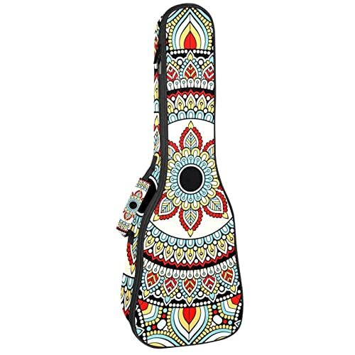 Mersov Tenor Ukulele Gigbag Waterdichte Ukelele Case Gewatteerde Rugzak, Geweldig voor Sopraan Concert (21/23/24") Psychedelische Henna