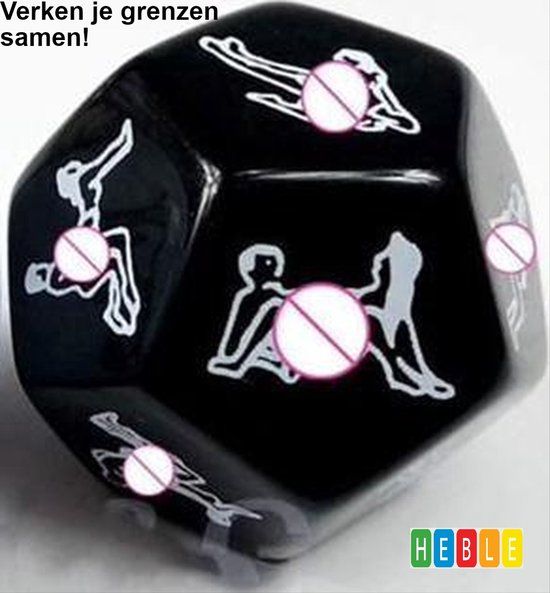Deluxe Erotische Dobbelsteen - 12 Standjes, Zwart Plastic - Kamasutra - Sexy - van Heble®