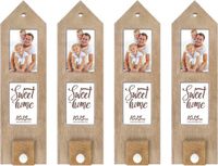 Zep 4x stuks houten fotolijstje met haakje 54 x 15 cm geschikt voor een foto van 10 x 15 cm