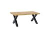 RIVET Basse table basse effet bois naturel et pieds en métal noir en X