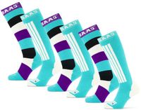 Poederbaas Skisokken - 6 paar - Striped Mint - Wintersportsokken Dames met print - Maat 35/38