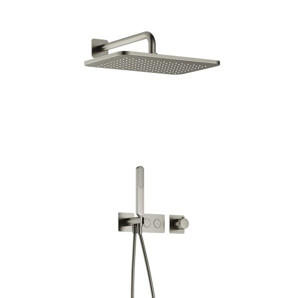 hotbath Gal Complete thermostatische douche InBouwSet Gal met 2 pushbuttons met GL106 Geborsteld Nikkel PVD IBS41GNP5