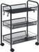 Merkloos / Sans marque Relaxdays serveerwagen met 3 gaasplanken, metalen hobbywagen, zwart, 63x44,5x26 cm