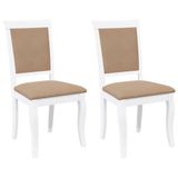 VidaXL Eetkamerstoelen met kussens 2 st massief hout rubber wit