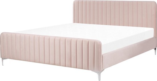 LUNAN - Tweepersoonsbed - Roze - 180 x 200 cm - Fluweel