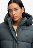 Superdry Premium Puffer Jacket with Hood Women Olive/Navy Check Polyester/Lyocell