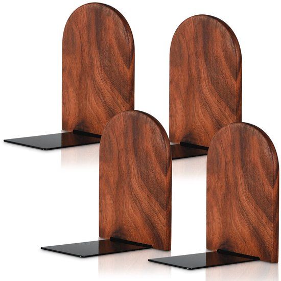 NovaWare® Boekensteun - 4 Stuks - Walnoothout