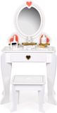 ECOTOYS Kaptafel kind - met spiegel en kruk - 50x33x92,5 cm - wit