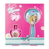 Accentra I Love Horses cadeauset voor tieners en meisjes in geschenkdoos, met schuimbad met heerlijke aardbeiengeur, haarborstel met schattig en elastisch paardenpatroon