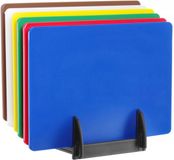HENDI HACCP-snijplanken met standaard, glad, 6 verschillende kleuren, 6 stuks, 450 x 300 x 10 mm, polyethyleen, polypropyleen, 6 stuks