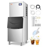 VEVOR Machine à Glaçons 204 kg/24 h, Appareil de Préparation de Glaçons avec Grand Bac de Stockage 113,4 kg, Autonettoyante Automatique, avec Écran Tactile, pour Cuisine Bar Restaurant Hôtel Maison