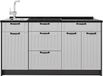 Vicco Keukenblok Fame-Line, Wit Landhuis, 150 cm, WB Antraciet