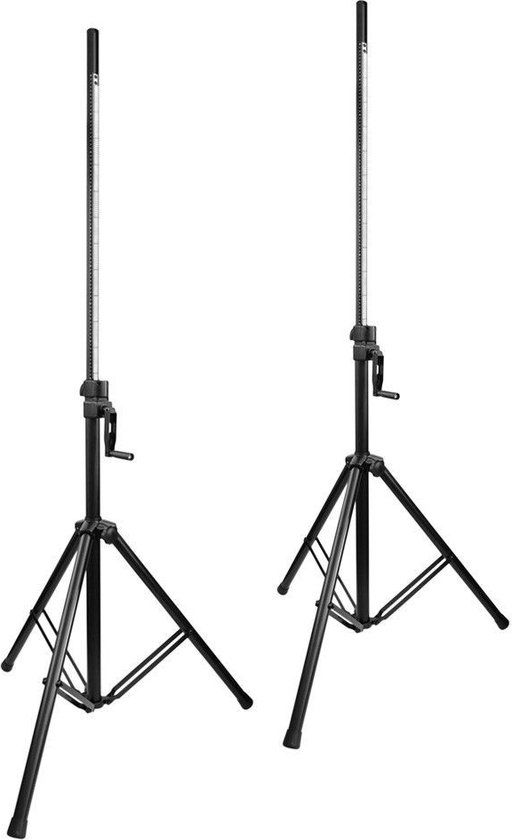 Vonyx LS93 Wind-up Speaker Stands - Set of 2 - 205cm - 70kg - Black