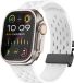 Strap-it Ademend siliconen sport bandje met parachute sluiting - geschikt voor de Apple Watch / iWatch series 1/2/3/4/5/6/8/9/10/11/SE(2-3)/Ultra(2-3) - grote maten 44mm - 45mm - 46mm - 49mm (wit)