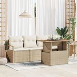 vidaXL Tuinbank Set 5-delig Beige Polyrotan
