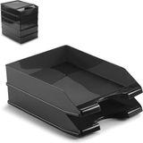 Plasticforte Brievenbakjes - 6x stuks - A4 - zwart - kantoor postbakjes