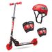 MONDO 25556 Toys-Flow Combo Pack-Scooter 2 Wheels Flash LED | Helmet & Protections INCLUDED-25556, Red