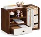 Organisateur de bureau couleur noisette avec tiroir