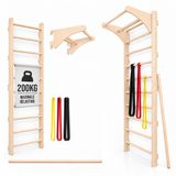 MAMOI Zweedse ladder met optrekhandgreep, weerstandsbanden en stok