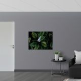 Merkloos / Sans marque Take your time Canvas - Witte Bloemen Groeiend door Groene Planten - 100x75 cm Foto op Canvas Schilderij (Wanddecoratie op Canvas)